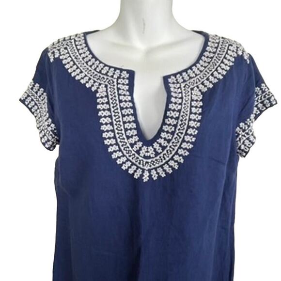 Vineyard Vines Size 6 Blue Sheath Embellished Beaded Trim - Picture 2 of 9